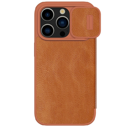 For iPhone 15 Pro Max NILLKIN QIN Series Pro Sliding Camera Cover Design Leather Phone Case(Brown) - iPhone 15 Pro Max Cases by NILLKIN | Online Shopping South Africa | PMC Jewellery