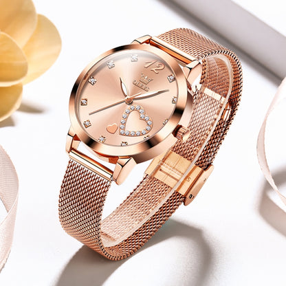 OLEVS 5189 Women Heart Shape Waterproof Quartz Watch(Rose Gold) - Metal Strap Watches by OLEVS | Online Shopping South Africa | PMC Jewellery