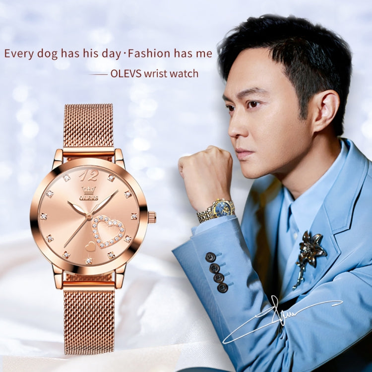 OLEVS 5189 Women Heart Shape Waterproof Quartz Watch(Rose Gold) - Metal Strap Watches by OLEVS | Online Shopping South Africa | PMC Jewellery