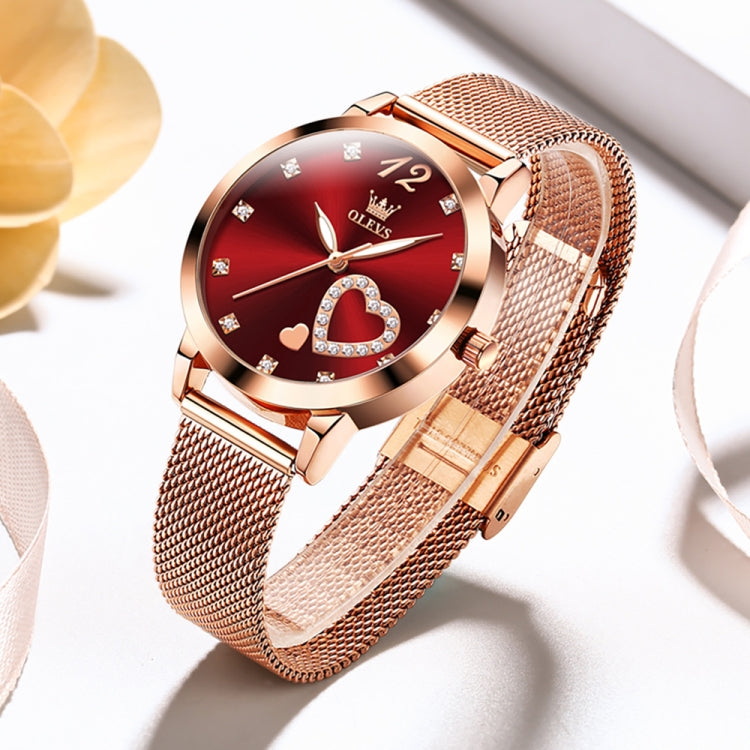 OLEVS 5189 Women Heart Shape Waterproof Quartz Watch(Red) - Metal Strap Watches by OLEVS | Online Shopping South Africa | PMC Jewellery | Buy Now Pay Later Mobicred