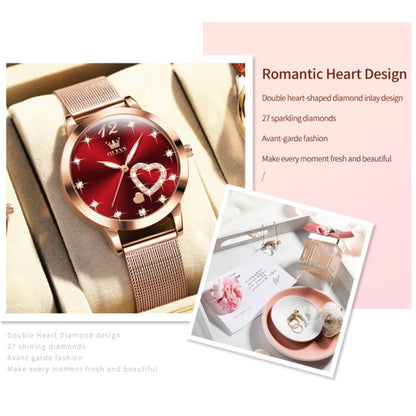 OLEVS 5189 Women Heart Shape Waterproof Quartz Watch(Red) - Metal Strap Watches by OLEVS | Online Shopping South Africa | PMC Jewellery | Buy Now Pay Later Mobicred