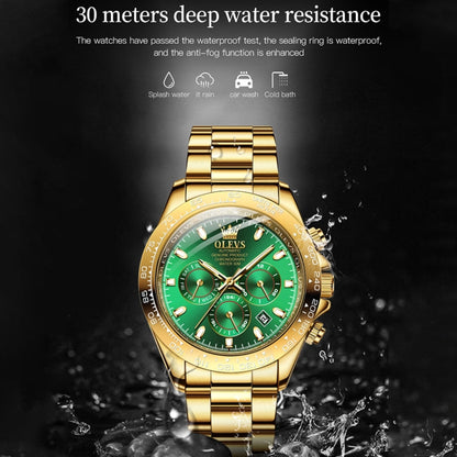 OLEVS 6638 Men Multifunctional Luminous Waterproof Mechanical Watch(Green) - Metal Strap Watches by OLEVS | Online Shopping South Africa | PMC Jewellery | Buy Now Pay Later Mobicred