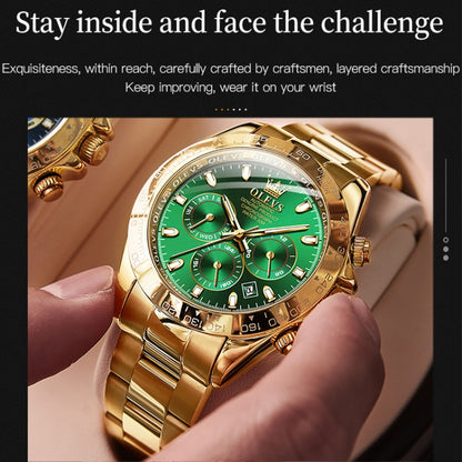 OLEVS 6638 Men Multifunctional Luminous Waterproof Mechanical Watch(Green) - Metal Strap Watches by OLEVS | Online Shopping South Africa | PMC Jewellery | Buy Now Pay Later Mobicred