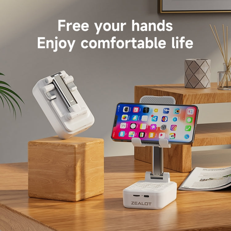 Zealot Z7 2 in 1 Foldable Phone Holder with Wireless Bluetooth Speaker(White) - Desktop Holder by ZEALOT | Online Shopping South Africa | PMC Jewellery