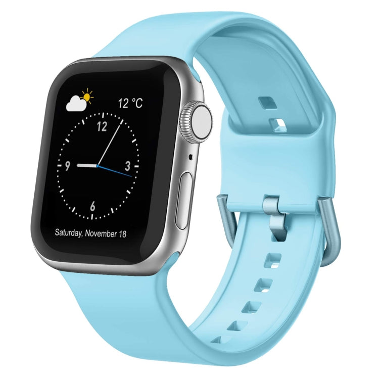 For Apple Watch 8 45mm Pin Buckle Silicone Watch Band(Light Blue) - Watch Bands by PMC TechLife | Online Shopping South Africa | PMC TechLife