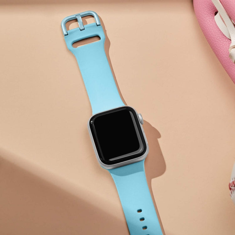 For Apple Watch 8 45mm Pin Buckle Silicone Watch Band(Light Blue) - Watch Bands by PMC TechLife | Online Shopping South Africa | PMC TechLife