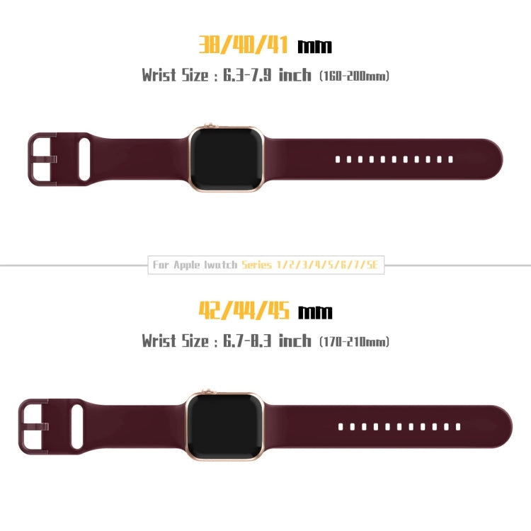 For Apple Watch 7 41mm Pin Buckle Silicone Watch Band(Wine Red) - Watch Bands by PMC TechLife | Online Shopping South Africa | PMC TechLife