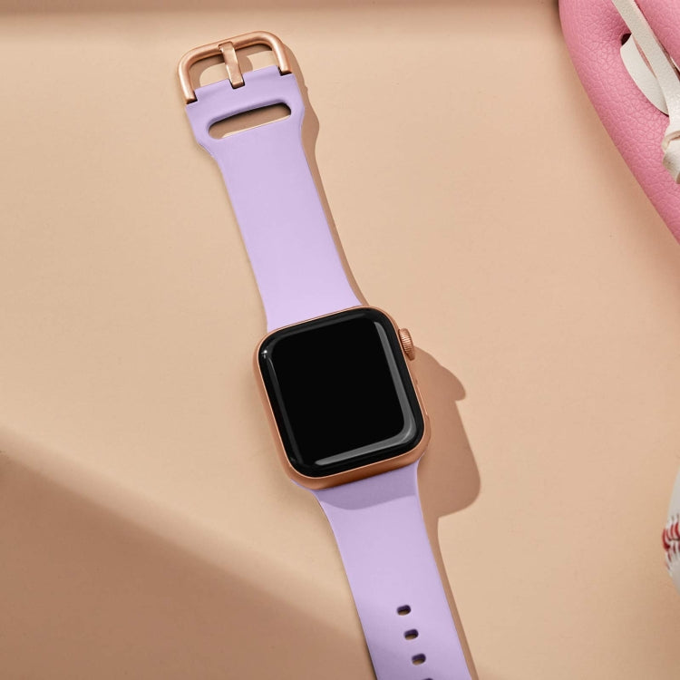 For Apple Watch 7 45mm Pin Buckle Silicone Watch Band(Lavender) - Watch Bands by PMC TechLife | Online Shopping South Africa | PMC TechLife