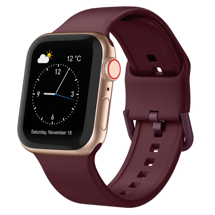 For Apple Watch 5 44mm Pin Buckle Silicone Watch Band(Wine Red) - Watch Bands by PMC TechLife | Online Shopping South Africa | PMC TechLife