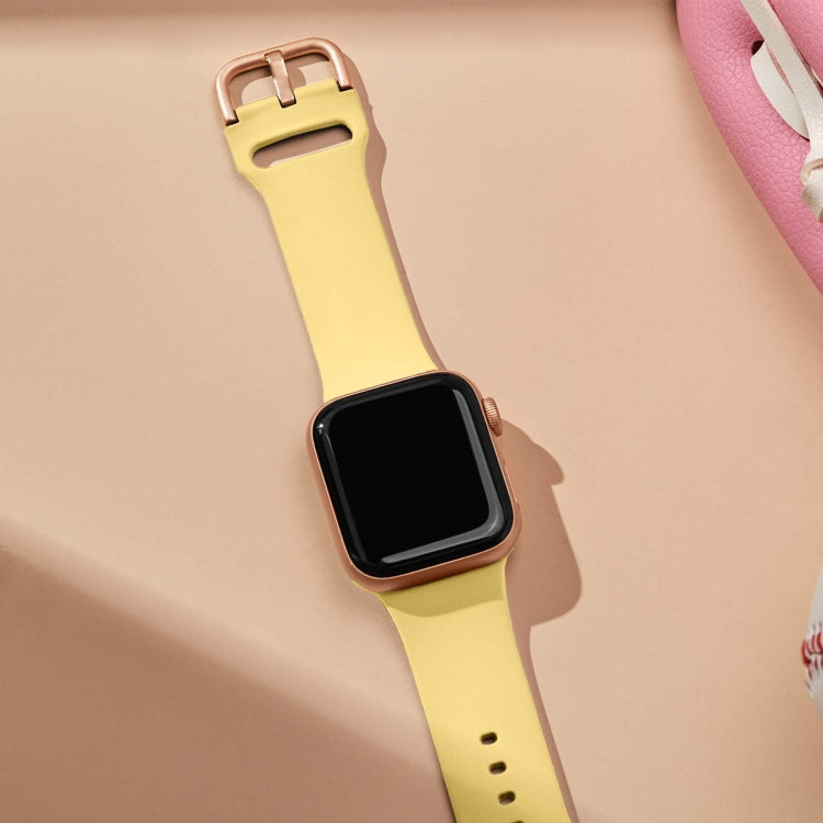 For Apple Watch 5 44mm Pin Buckle Silicone Watch Band(Yellow) - Watch Bands by PMC TechLife | Online Shopping South Africa | PMC TechLife