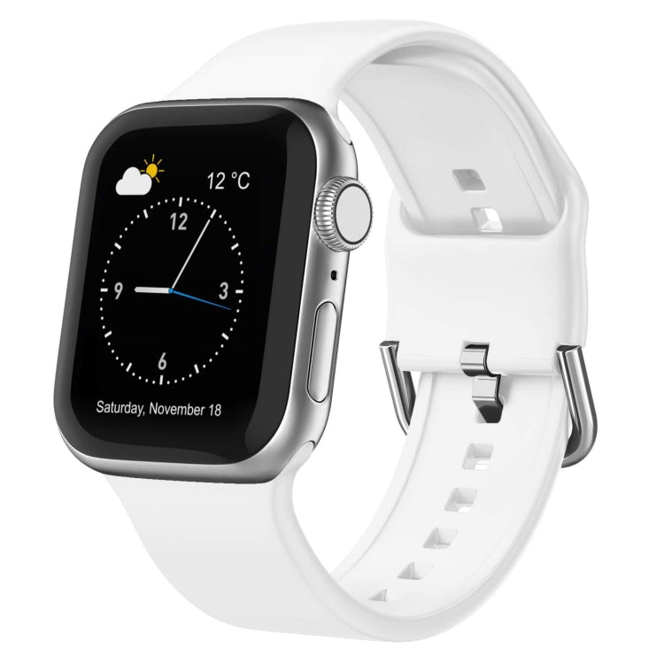 For Apple Watch 4 40mm Pin Buckle Silicone Watch Band(White) - Watch Bands by PMC TechLife | Online Shopping South Africa | PMC TechLife