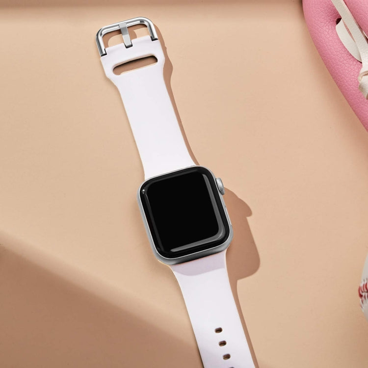 For Apple Watch 4 40mm Pin Buckle Silicone Watch Band(White) - Watch Bands by PMC TechLife | Online Shopping South Africa | PMC TechLife