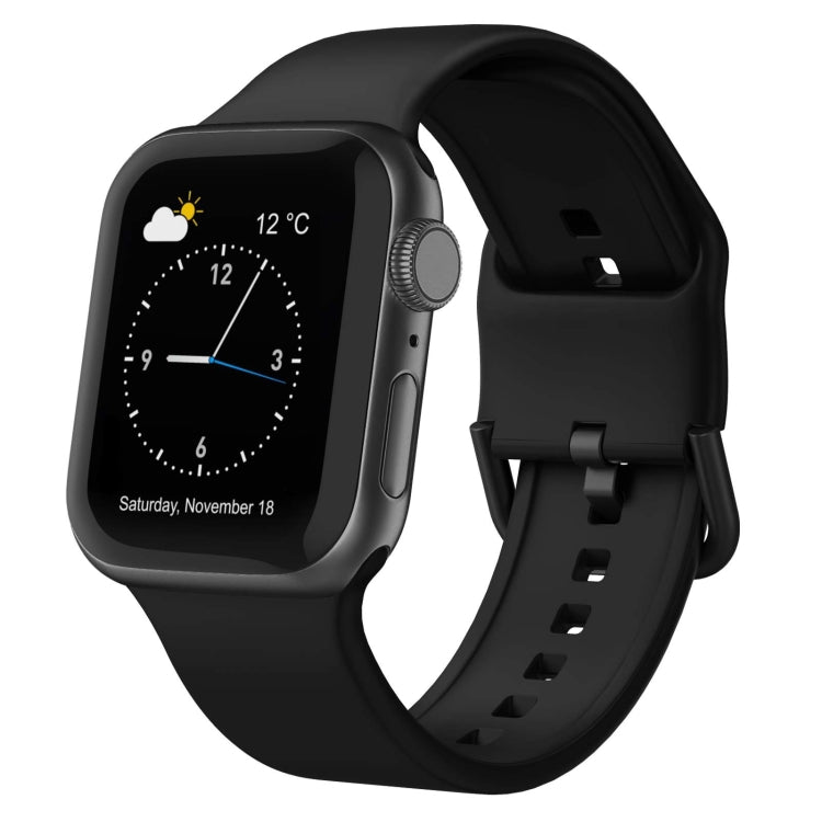 For Apple Watch 4 40mm Pin Buckle Silicone Watch Band(Black) - Watch Bands by PMC TechLife | Online Shopping South Africa | PMC TechLife
