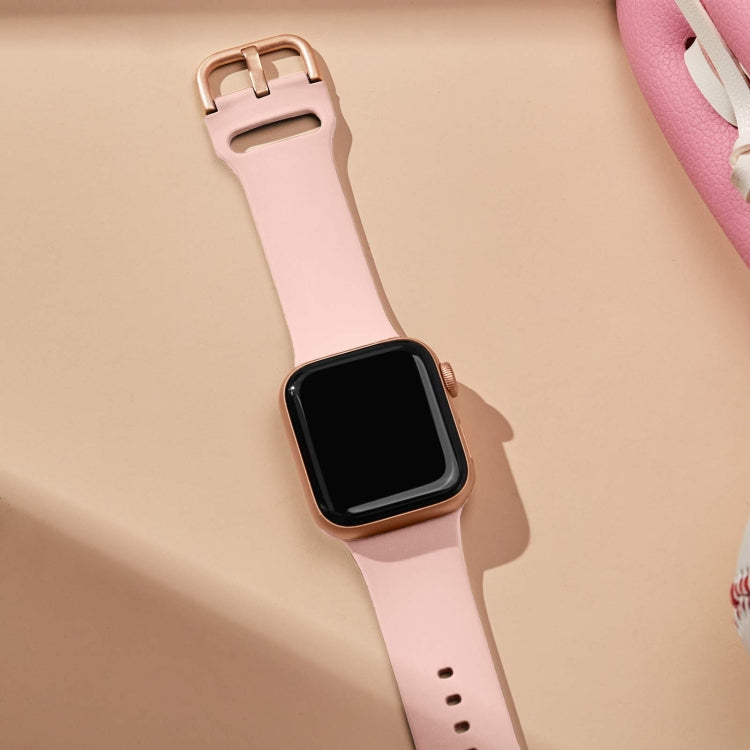 For Apple Watch 3 38mm Pin Buckle Silicone Watch Band(Pink) - Watch Bands by PMC TechLife | Online Shopping South Africa | PMC TechLife
