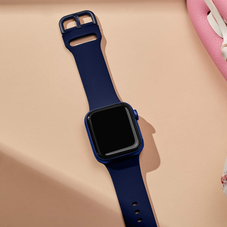 For Apple Watch 3 42mm Pin Buckle Silicone Watch Band(Midnight Blue) - Watch Bands by PMC TechLife | Online Shopping South Africa | PMC TechLife