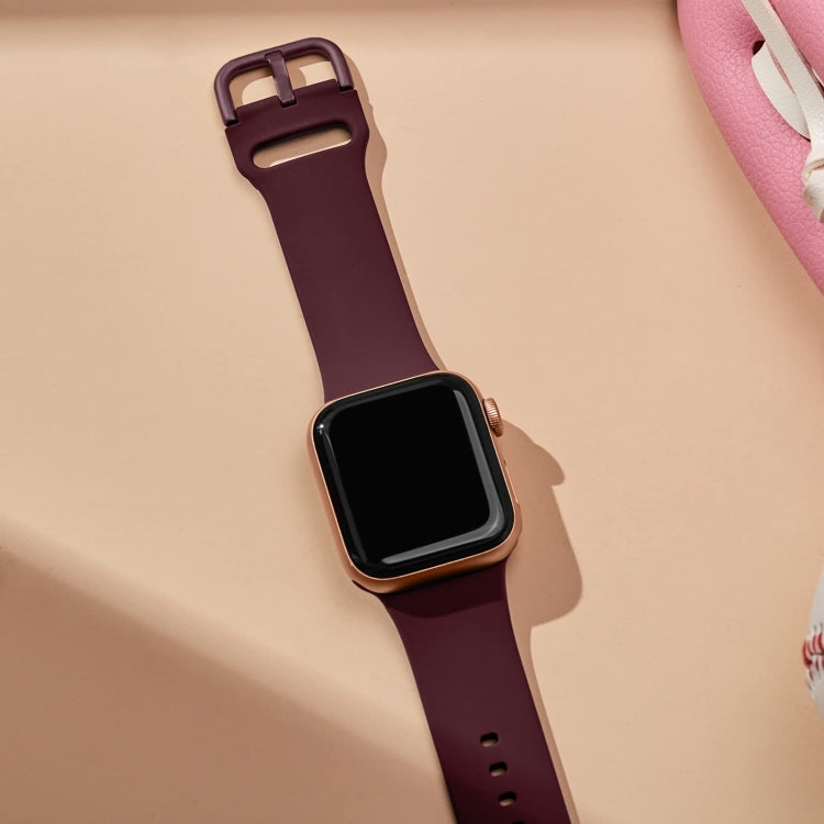 For Apple Watch 2 38mm Pin Buckle Silicone Watch Band(Wine Red) - Watch Bands by PMC TechLife | Online Shopping South Africa | PMC TechLife