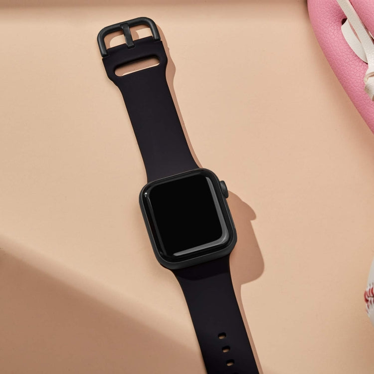 For Apple Watch 38mm Pin Buckle Silicone Watch Band(Black) - Watch Bands by PMC TechLife | Online Shopping South Africa | PMC TechLife