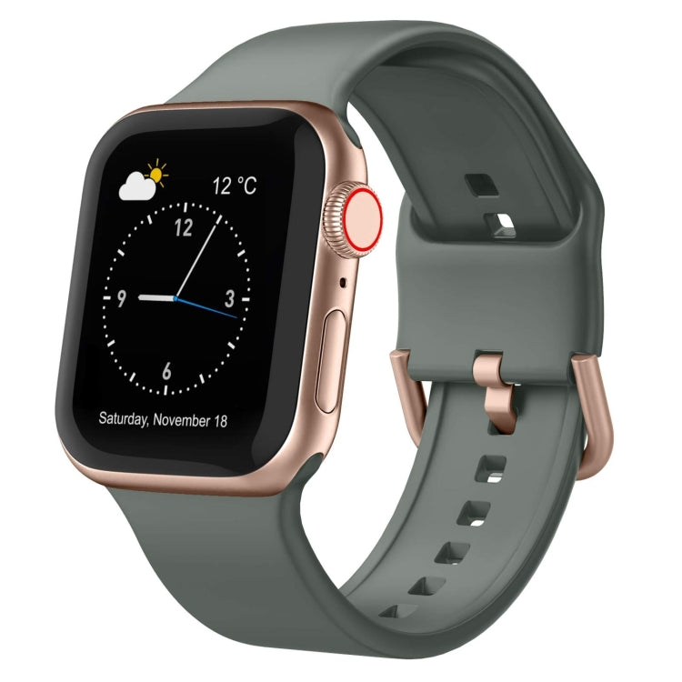 For Apple Watch Series 9 45mm Pin Buckle Silicone Watch Band(Olive) - Watch Bands by PMC TechLife | Online Shopping South Africa | PMC TechLife