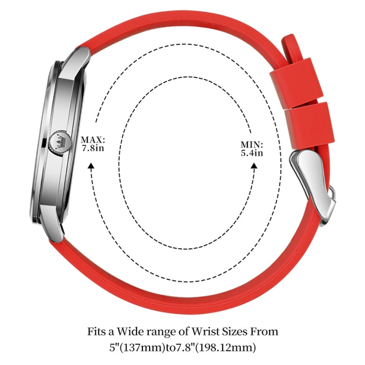 OLEVS 9953 Women Simple Silicone Strap Waterproof Quartz Watch(Red) - Silicone Strap Watches by OLEVS | Online Shopping South Africa | PMC Jewellery