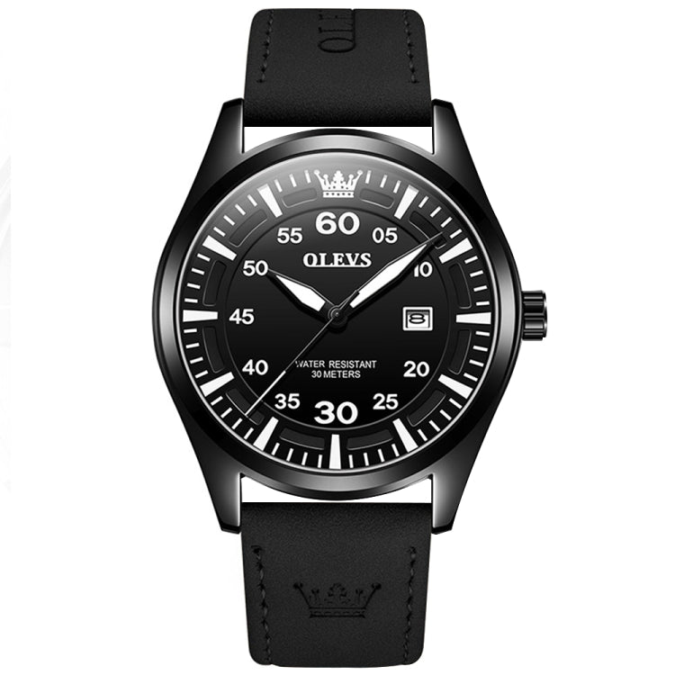 OLEVS 9962 Men Multifunctional Waterproof Quartz Watch(Silver + Black) - Leather Strap Watches by OLEVS | Online Shopping South Africa | PMC Jewellery