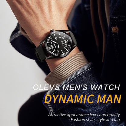 OLEVS 9962 Men Multifunctional Waterproof Quartz Watch(Silver + Black) - Leather Strap Watches by OLEVS | Online Shopping South Africa | PMC Jewellery