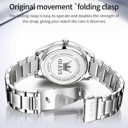 OLEVS 5567 Men Steel Strap Waterproof Quartz Watch(White + Silver) - Metal Strap Watches by OLEVS | Online Shopping South Africa | PMC Jewellery