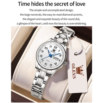 OLEVS 5567 Women Steel Strap Waterproof Quartz Watch(White + Silver) - Metal Strap Watches by OLEVS | Online Shopping South Africa | PMC Jewellery | Buy Now Pay Later Mobicred