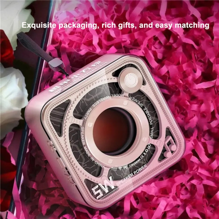 T&G DW12 Portable Mini Wireless Bluetooth Speaker Transparent Subwoofer Support TF Card(Pink) - Mini Speaker by T&G | Online Shopping South Africa | PMC TechLife | Buy Now Pay Later Mobicred