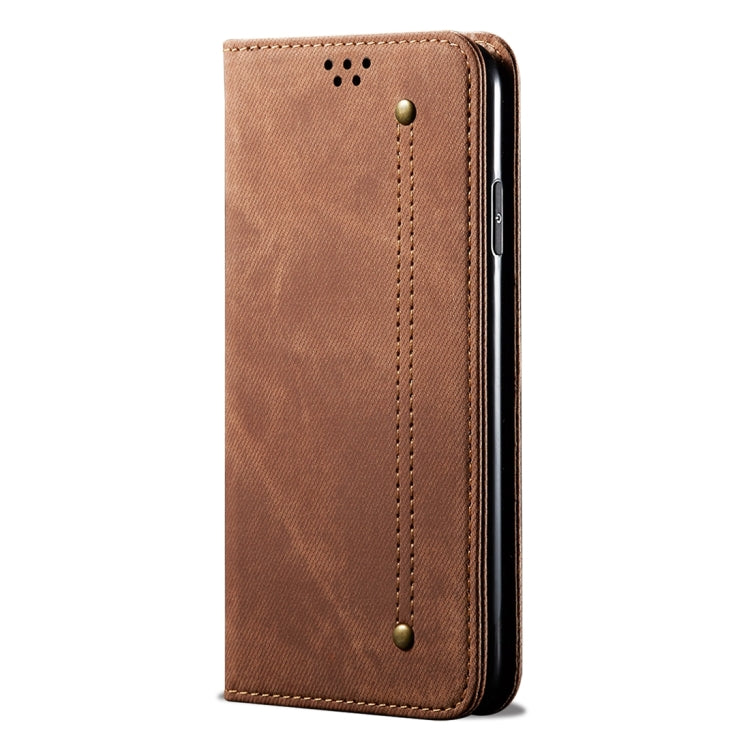 For OPPO A58 4G Denim Texture Casual Style Horizontal Flip Leather Case(Brown) - free shipping - PMC TechLife - Order now!