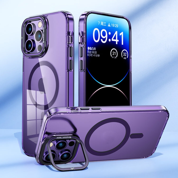 For iPhone 15 Pro Max MagSafe Magnetic Invisible Holder Transparent Phone Case(Blue) - iPhone 15 Pro Max Cases by PMC TechLife | Online Shopping South Africa | PMC TechLife | Buy Now Pay Later Mobicred