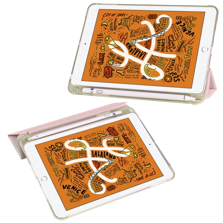 For iPad Mini 5 / Mini 4 3-folding Horizontal Flip PU Leather + Shockproof TPU Case with Holder & Pen Slot(Pink) - iPad mini (2019) / mini 5 Cases by PMC TechLife | Online Shopping South Africa | PMC TechLife | Buy Now Pay Later Mobicred