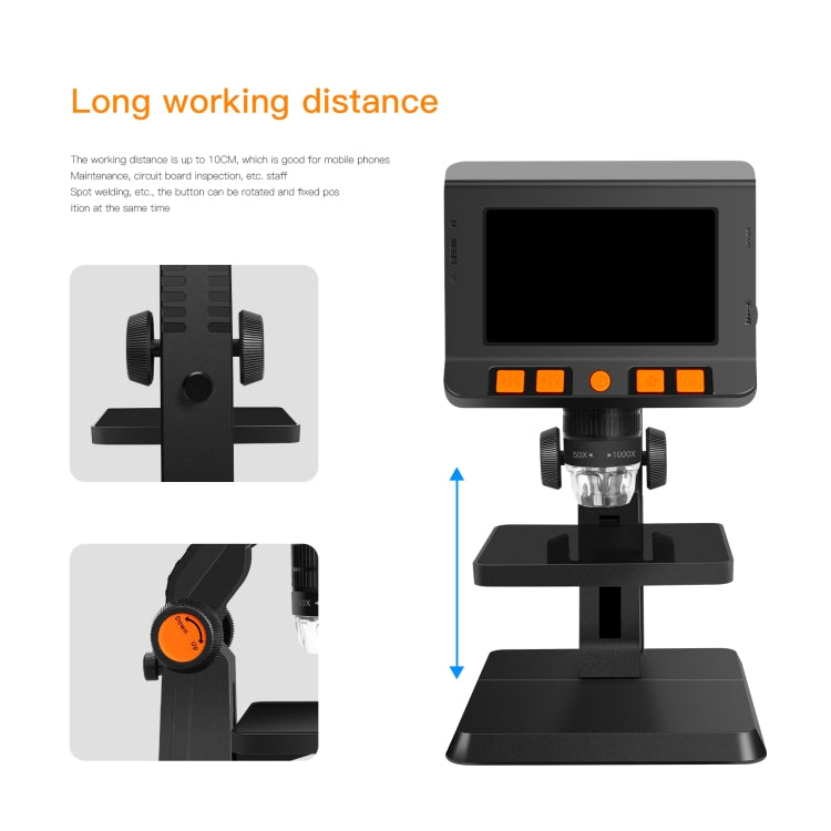 P110 50X-1000X Desktop Electronic Digital Microscope with 4.3 inch Screen - Digital Microscope by PMC Jewellery | Online Shopping South Africa | PMC Jewellery | Buy Now Pay Later Mobicred