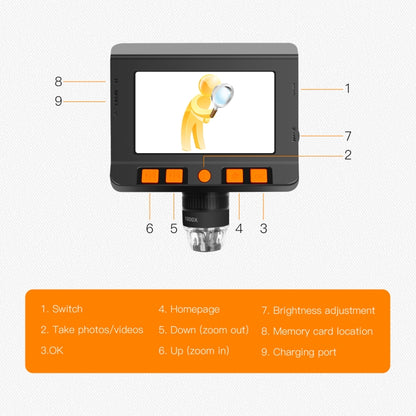 P110 50X-1000X Desktop Electronic Digital Microscope with 4.3 inch Screen - Digital Microscope by PMC Jewellery | Online Shopping South Africa | PMC Jewellery | Buy Now Pay Later Mobicred