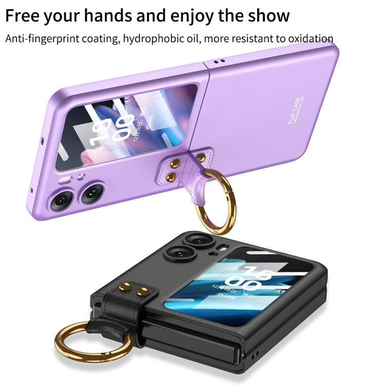 For OPPO Find N2 Flip GKK Integrated Ultra-thin Full Coverage Phone Case with Ring Holder(Purple) - Find N2 Flip Cases by GKK | Online Shopping South Africa | PMC Jewellery