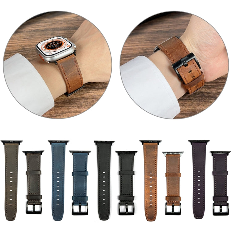 For Apple Watch 9 41mm Retro Texture Leather Watch Band(Blue) - Watch Bands by PMC TechLife | Online Shopping South Africa | PMC TechLife