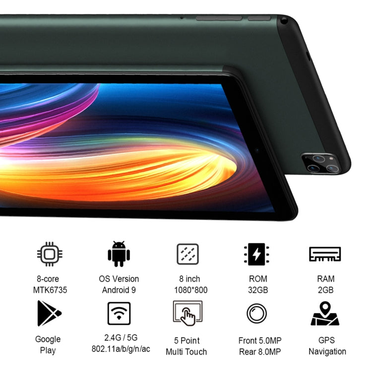 BDF P8 3G Phone Call Tablet PC 8.0 inch, 2GB+32GB, Android 9.0 MTK6735 Octa Core, Support Dual SIM, EU Plug(Green) - BDF by BDF | Online Shopping South Africa | PMC Jewellery | Buy Now Pay Later Mobicred