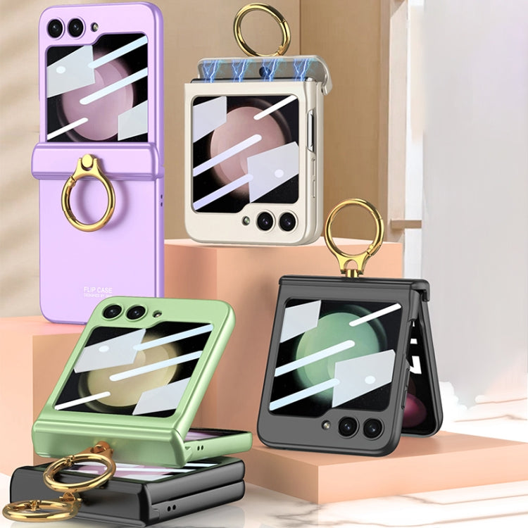 For Samsung Galaxy Z Flip5 GKK Integrated Magnetic Hinge Phone Case with Ring Holder(Purple) - free shipping - PMC TechLife - Order now!