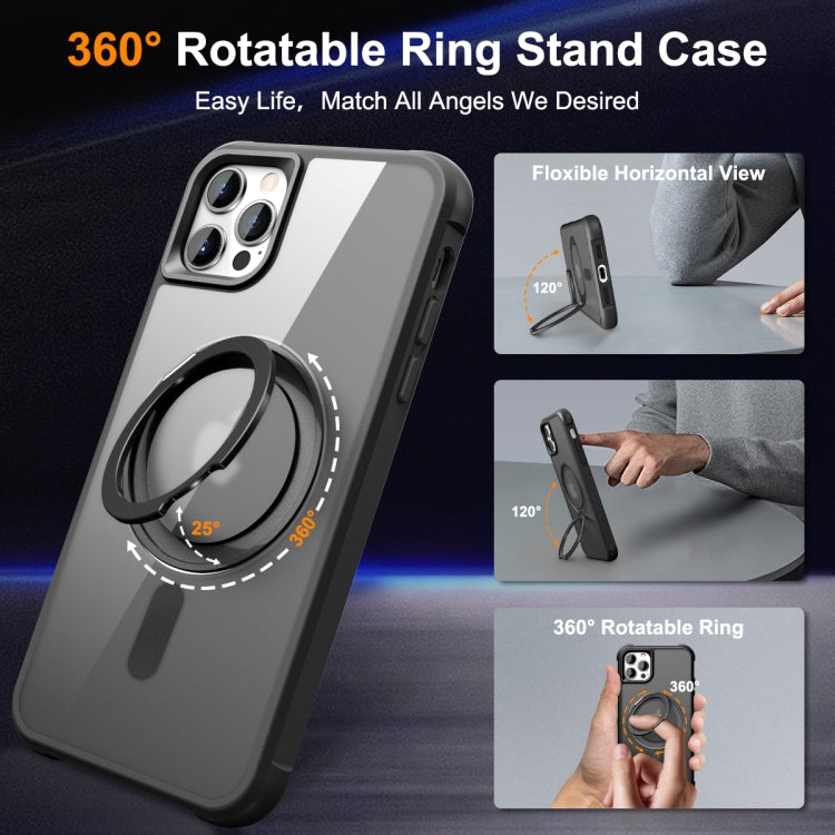 For iPhone 13 Pro Max / 12 Pro Max MagSafe Magnetic Rotating Holder Phone Case(Black) - iPhone 13 Pro Max Cases by PMC TechLife | Online Shopping South Africa | PMC TechLife | Buy Now Pay Later Mobicred