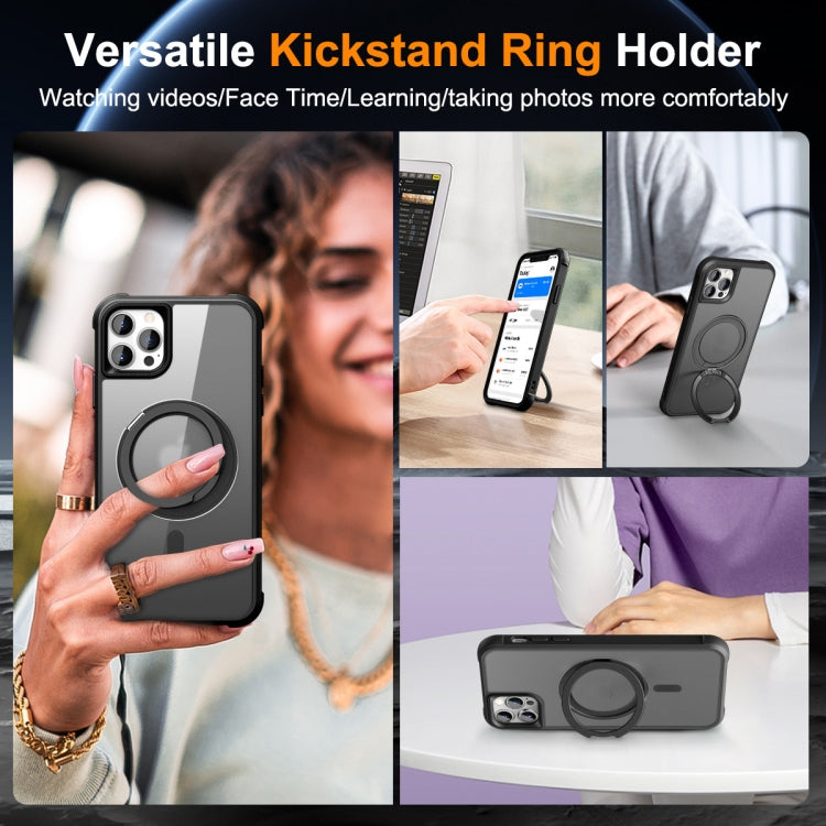 For iPhone 13 Pro Max / 12 Pro Max MagSafe Magnetic Rotating Holder Phone Case(Black) - iPhone 13 Pro Max Cases by PMC TechLife | Online Shopping South Africa | PMC TechLife | Buy Now Pay Later Mobicred