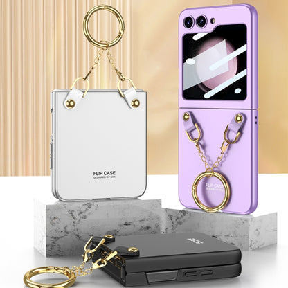 For Samsung Galaxy Z Flip5 GKK Integrated Necklace Hinged Flip Phone Case with Ring Holder(Purple) - Galaxy Z Flip5 Cases by GKK | Online Shopping South Africa | PMC Jewellery