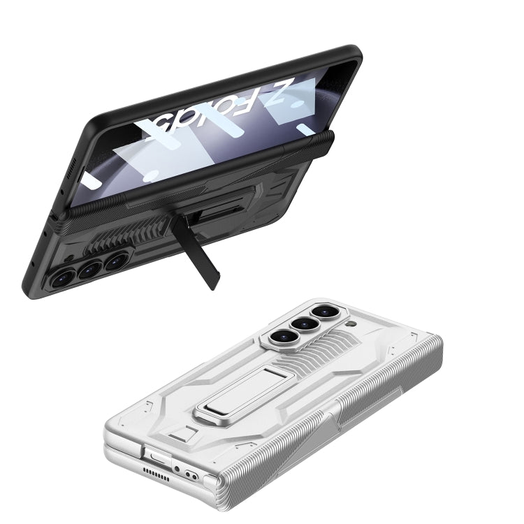 For Samsung Galaxy Z Fold5 GKK Integrated Magnetic Armor Flip Phone Case with Holder(Silver) - Galaxy Z Fold5 Cases by GKK | Online Shopping South Africa | PMC TechLife | Buy Now Pay Later Mobicred