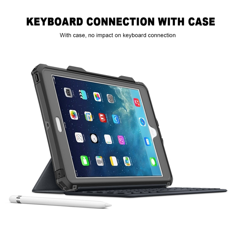 For iPad 10.2 RedPepper Shockproof Waterproof PC + TPU Protective Case with Lanyard & Pen Tray & Holder(Black) - iPad 10.2 Cases by RedPepper | Online Shopping South Africa | PMC Jewellery | Buy Now Pay Later Mobicred