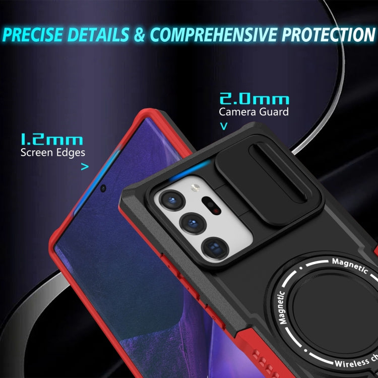 For Samsung Galaxy Note20 Ultra Sliding Camshield Magsafe Holder TPU Hybrid PC Phone Case(Black Red) - Galaxy Note20 Ultra Cases by PMC TechLife | Online Shopping South Africa | PMC TechLife