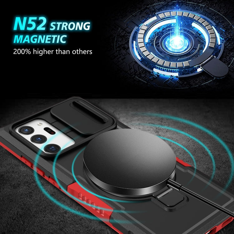 For Samsung Galaxy Note20 Ultra Sliding Camshield Magsafe Holder TPU Hybrid PC Phone Case(Black Red) - Galaxy Note20 Ultra Cases by PMC TechLife | Online Shopping South Africa | PMC TechLife