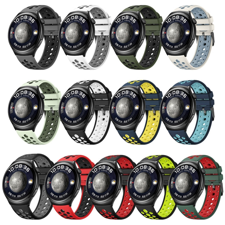 For Huawei Watch 4 Two Color Round Hole Silicone Watch Band(Black Grey) - Watch Bands by PMC TechLife | Online Shopping South Africa | PMC TechLife
