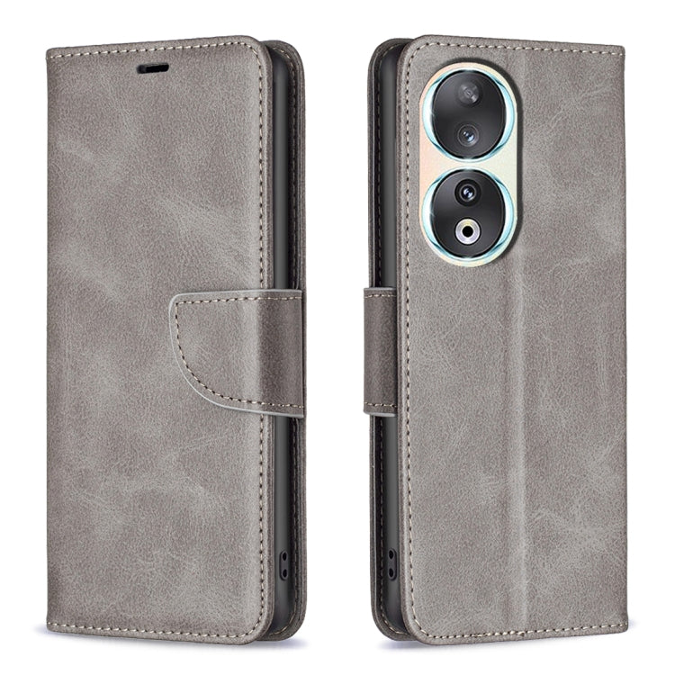 For Honor 90 5G Lambskin Texture Pure Color Flip Leather Phone Case(Grey) - Honor Cases by PMC TechLife | Online Shopping South Africa | PMC TechLife | Buy Now Pay Later Mobicred