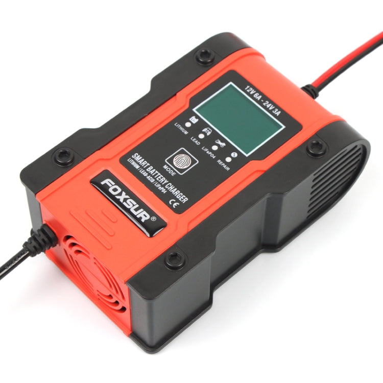 FOXSUR 12V-24V Car Motorcycle Repair Battery Charger AGM Charger Color:Red(EU Plug) - Battery Charger by FOXSUR | Online Shopping South Africa | PMC Jewellery | Buy Now Pay Later Mobicred