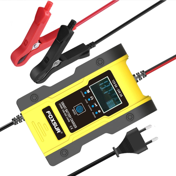 FOXSUR 12V-24V Car Motorcycle Repair Battery Charger AGM Charger Color:Yellow(EU Plug) - Battery Charger by FOXSUR | Online Shopping South Africa | PMC Jewellery | Buy Now Pay Later Mobicred