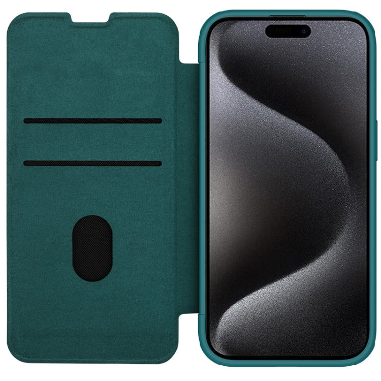 For iPhone 15 Pro NILLKIN QIN Series Pro Plain Leather Phone Case(Green) - iPhone 15 Pro Cases by NILLKIN | Online Shopping South Africa | PMC Jewellery | Buy Now Pay Later Mobicred