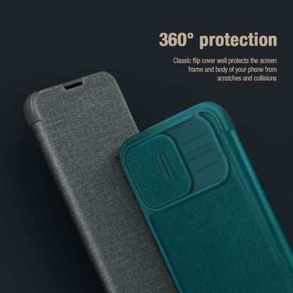 For iPhone 15 Pro NILLKIN QIN Series Pro Plain Leather Phone Case(Green) - iPhone 15 Pro Cases by NILLKIN | Online Shopping South Africa | PMC Jewellery | Buy Now Pay Later Mobicred